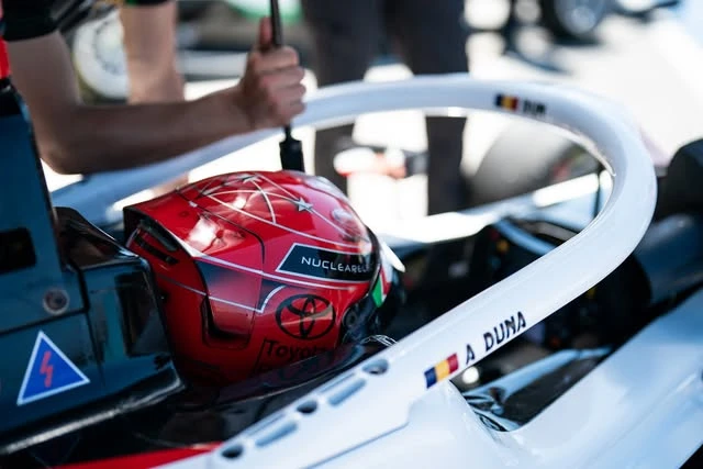 Andrei's red helmet in the F4 cockpit, his name on the halo